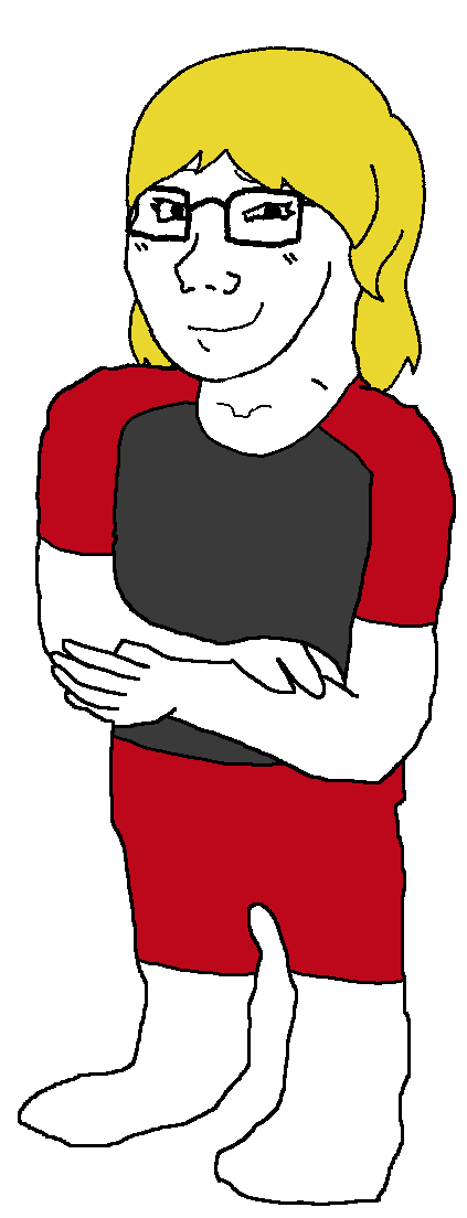 kate hikes, soyak, female soyak, soyak (smug), femjak, natejak, foidjaks, 1soyjak, arm, blonde hair