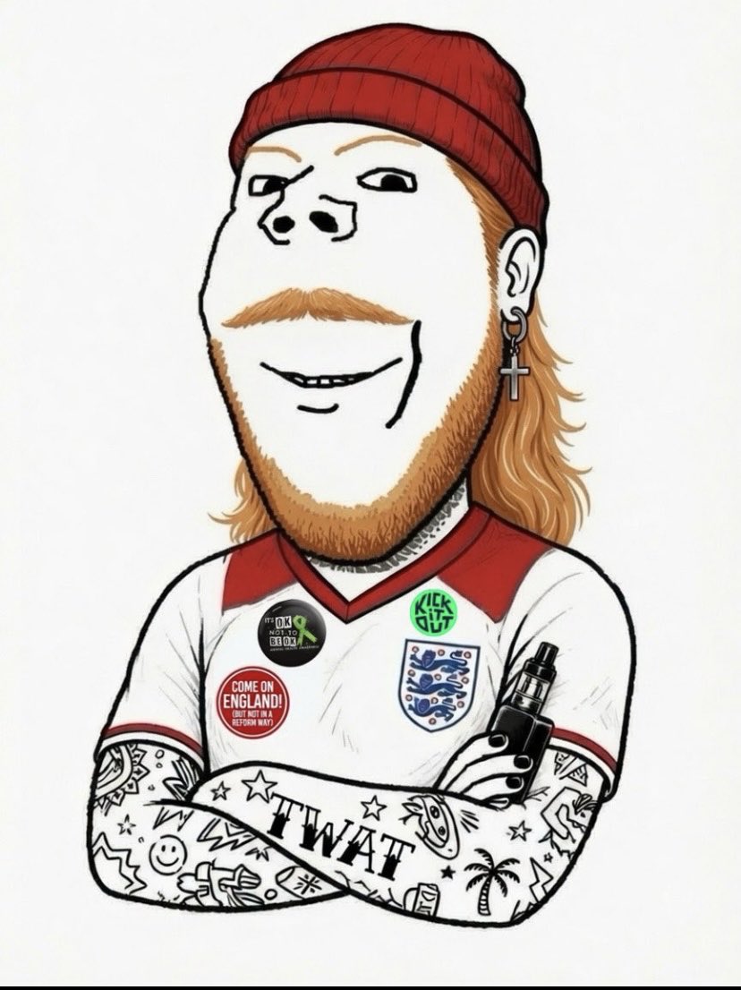 gapejak, wholesome soyjak, 1soyjak, beanie, beard, christian cross, clothes, england, football, football jersey