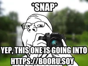 gapejak, wholesome soyjak, arm, camera, glasses, hands, holding camera, holding object, impact (font), irl background
