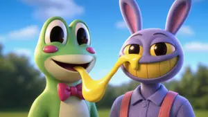 jax (the amazing digital circus), pepe, ribbit (the amazing digital circus), amphibian, animal, frog, pee, pissing, rabbit, the amazing digital circus
