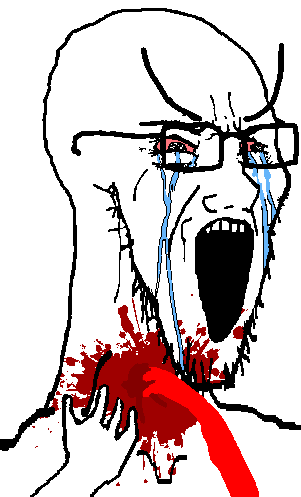 soyak, long crying soyak, soyak 3/4, 1soyjak, angry, bald, bleeding wound, blood, bloodshot eyes, charlie kirk