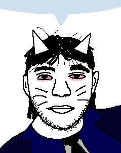zjak, 1soyjak, animal, black hair, brapped comment section☣️☣️☣️ do not enter☣️☣️☣️, cat, cat ears, closed mouth, clothes, ear