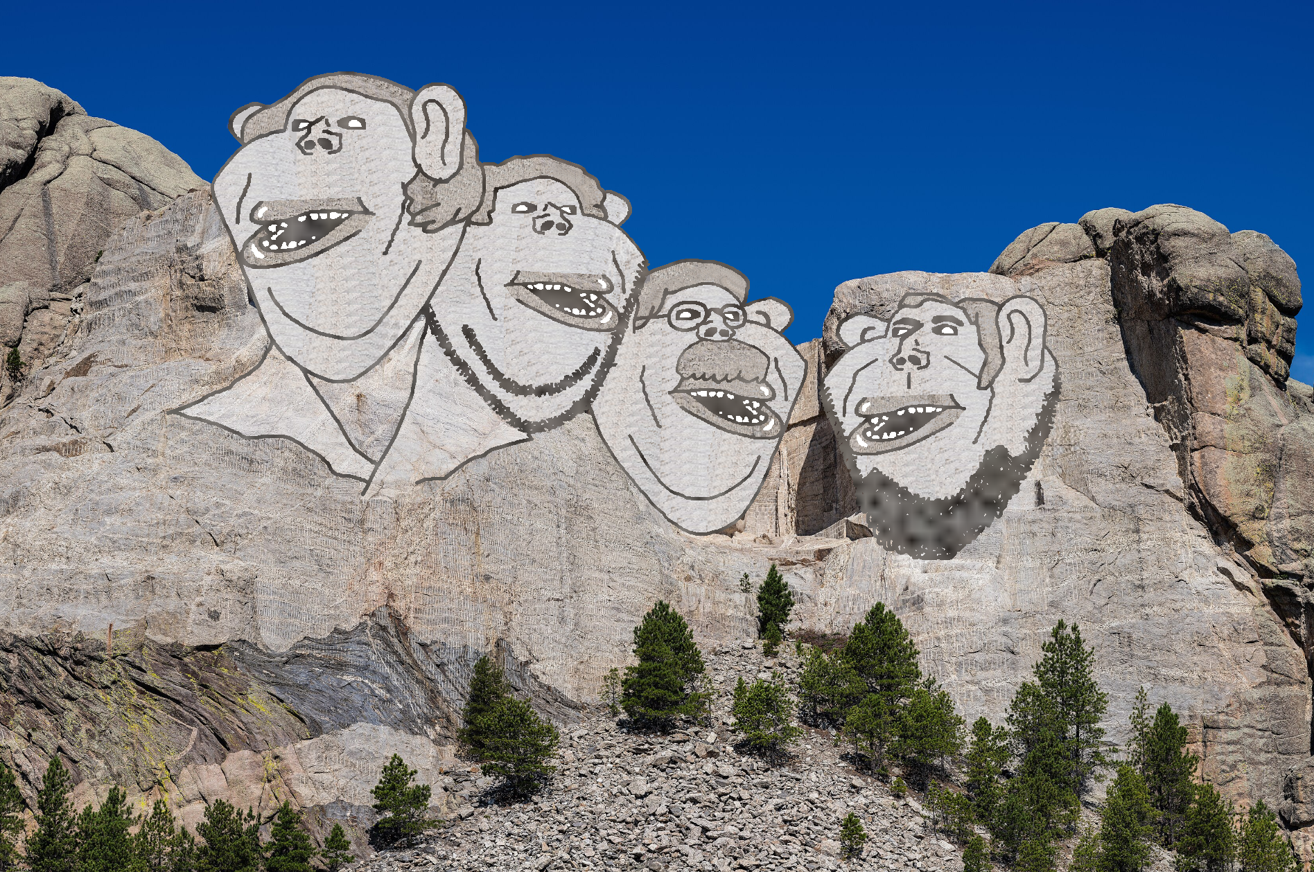 impish soyak ears, impish amerimutt, amerimutt, muttverse, 4soyjaks, abraham lincoln, beard, black eyes, ear, front view