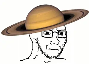 soyak, clothes, concerned, frown, glasses, hat, planet, saturn, soyjak, space