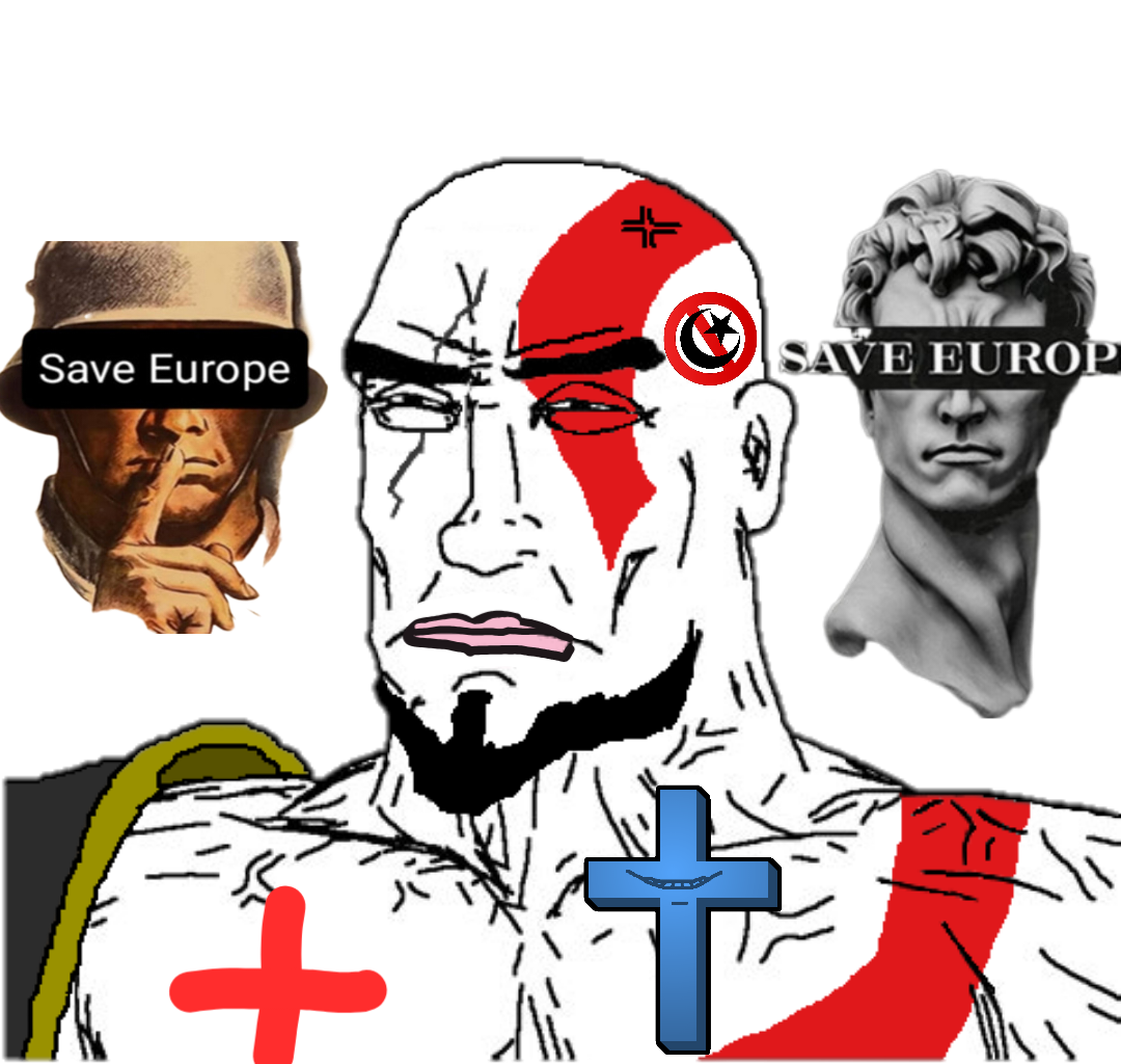 kratos, chudjak, gapejak, perceptive chud, protestantjak, wholesome soyjak, aryan, religion badges, 1soyjak, a10 eyes