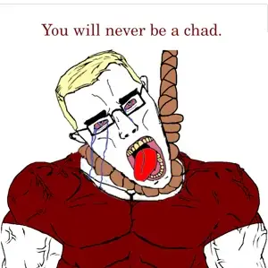 chudjak, chudjak front, muscular chud, 1soyjak, blonde hair, blue eyes, buff, crying, front view, glasses