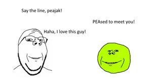 gapejak, impish soyak ears, wholesome soyjak, 2soyjaks, comic, food, fruit, glasses, objectsoy, pea