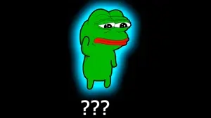 pepe, black background, black eyes, closed mouth, full body, glowing, green skin, looking to the right, open eyes, sad