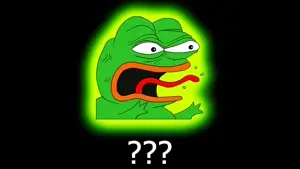 pepe, angry, black background, green skin, no beard, no glasses, open eyes, open mouth