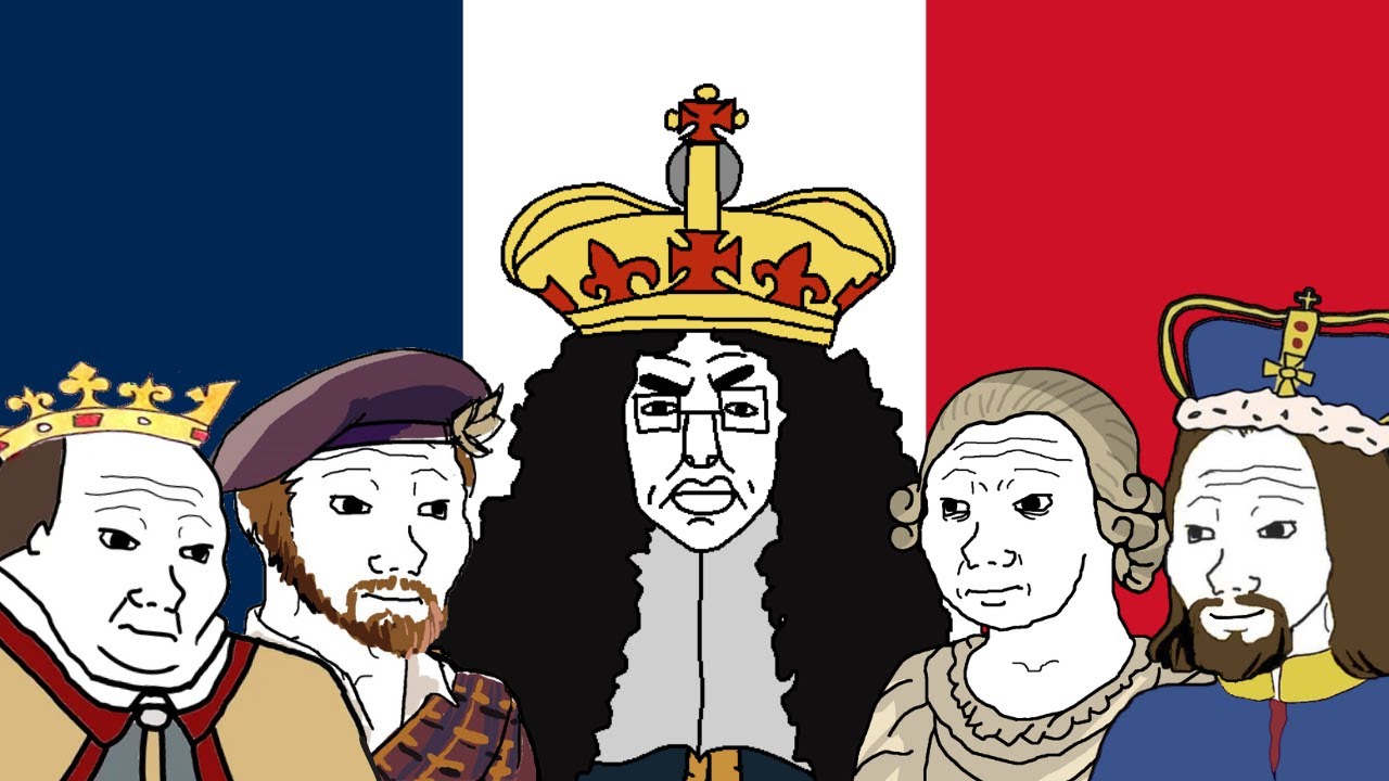 chudjak, blue, blue background, chud, closed mouth, clothes, crown, france, glasses, gold