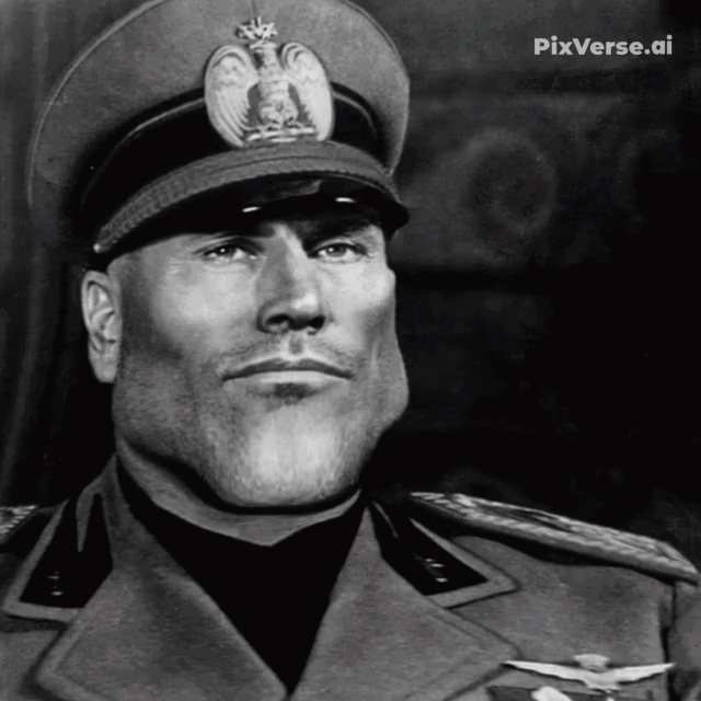 gigachad, gigamussolini, animated, benito mussolini, brapped comment section☣️☣️☣️ do not enter☣️☣️☣️, chad, clothes, fastest brapped up post ⚠️⚠️⚠️, grayscale, hat