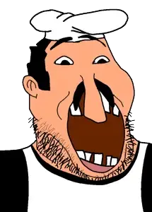 peppino spaghetti, markiplier soyjak2, apron, chef, clothes, ear, hat, italy, mustache, open mouth