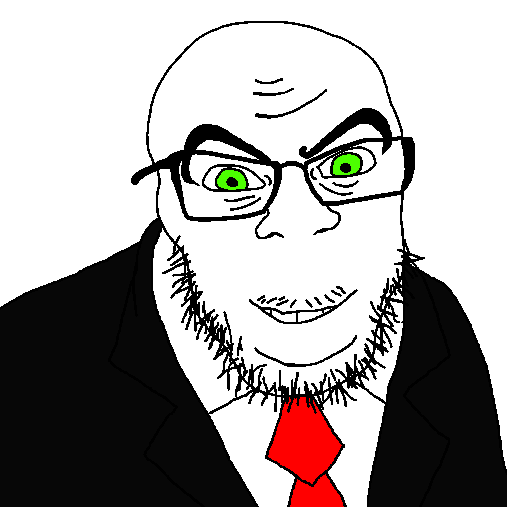 feraljak, modern feraljak, 1soyjak, bald, clothes, glasses, green eyes, half open mouth, happy, looking at you