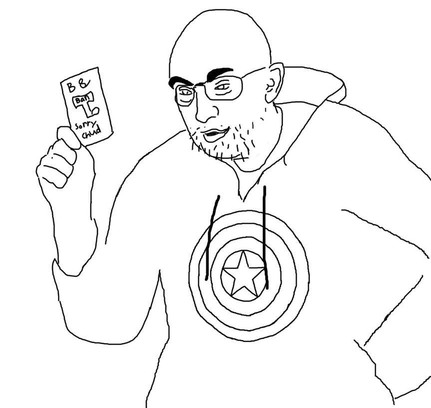 unknown, 1soyjak, admin, administrator, bald, ban, banned, captain america shield, fat, glasses