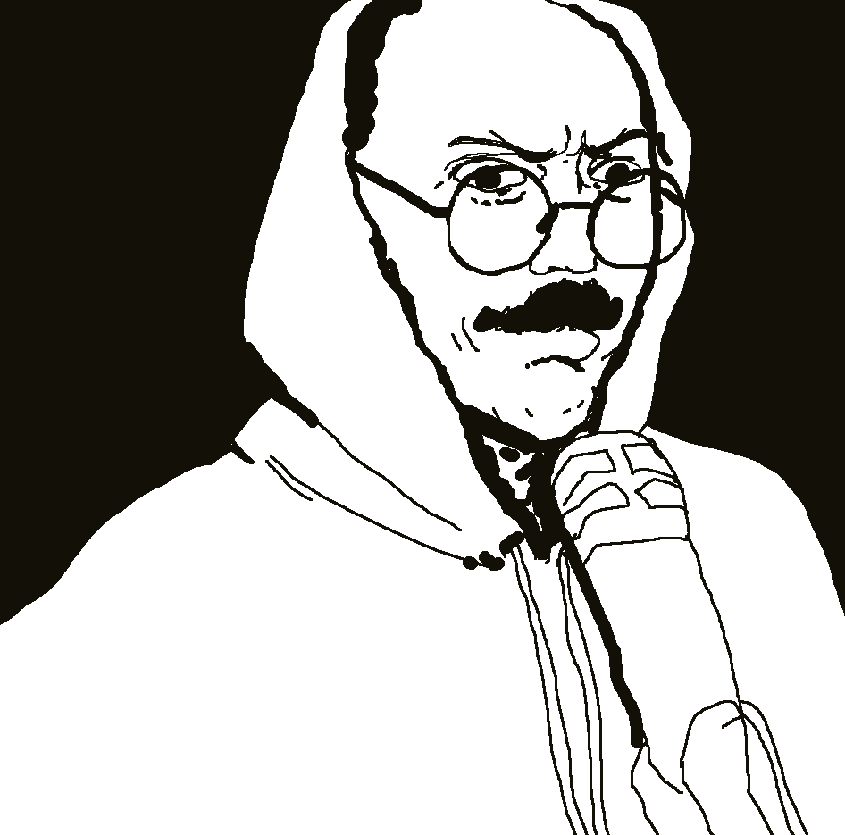 unknown, anthony fantano, bald, black background, black eyes, closed mouth, clothes, disgusted, glasses, hoodie