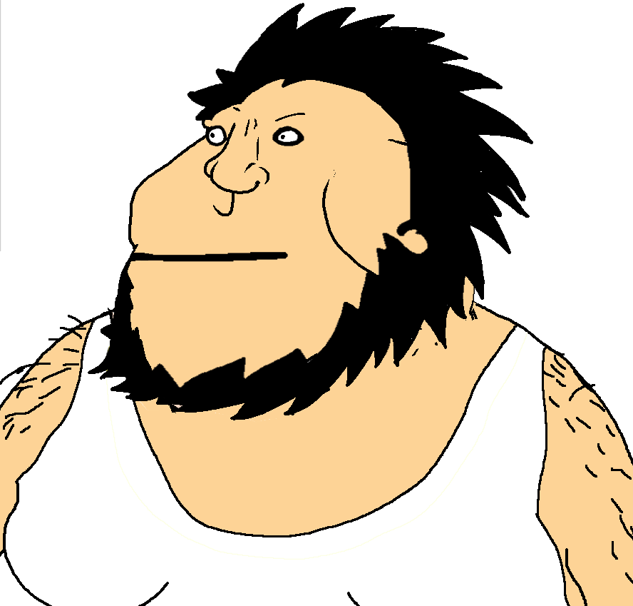 meximutt, 1soyjak, beard, black eyes, black hair, closed mouth, flash game, front view, hair, hobo