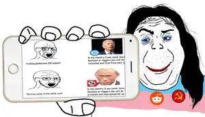 alicia, et, gapejak, markiplier soyjak, soyak, tony soprano soyjak, bloodshot eyes, closed mouth, comic, communism