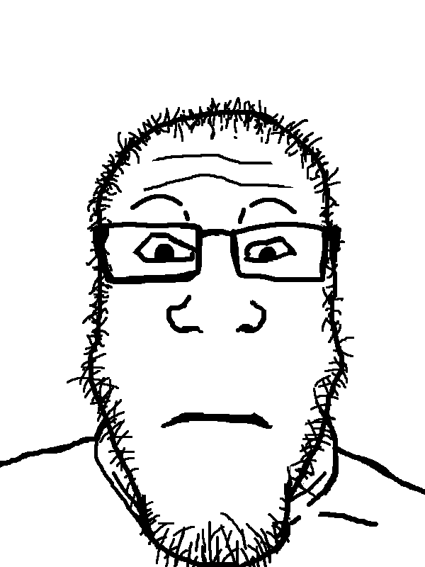 markiplier soyjak, neutralplier, black hair, closed mouth, front view, glasses, hair, looking at you, monochrome, neutral