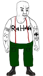 chudjak, 1488, angry, boot, closed mouth, clothes, full body, nazism, rahowa, shaved