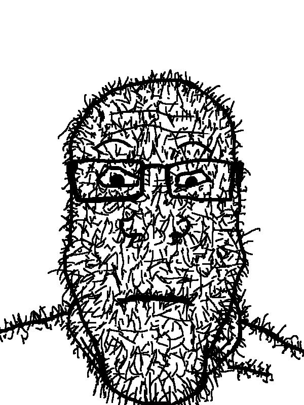 markiplier soyjak, neutralplier, 1soyjak, beard, black hair, closed mouth, front view, glasses, hair, hairy
