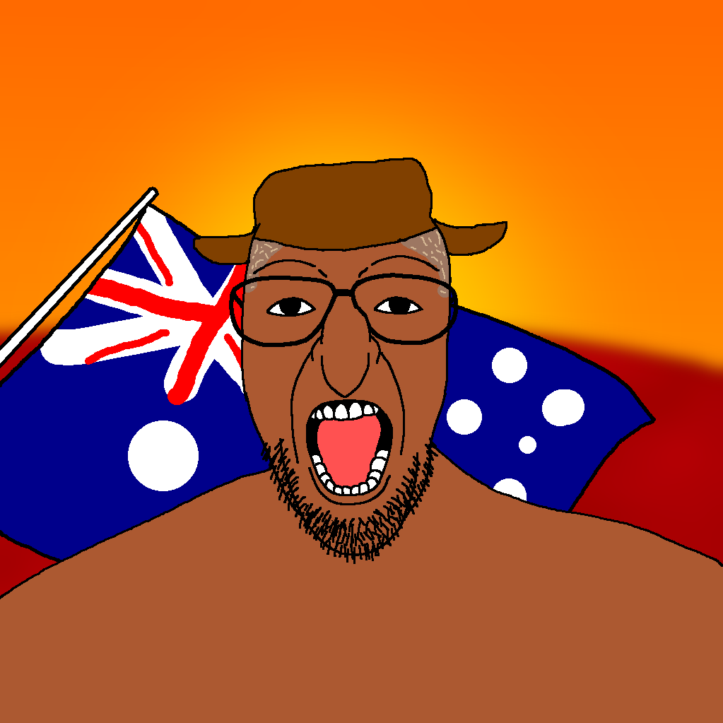 patriotjak, 1soyjak, australia, beard, black eyes, brown skin, bruce, clothes, crooked nose, flag
