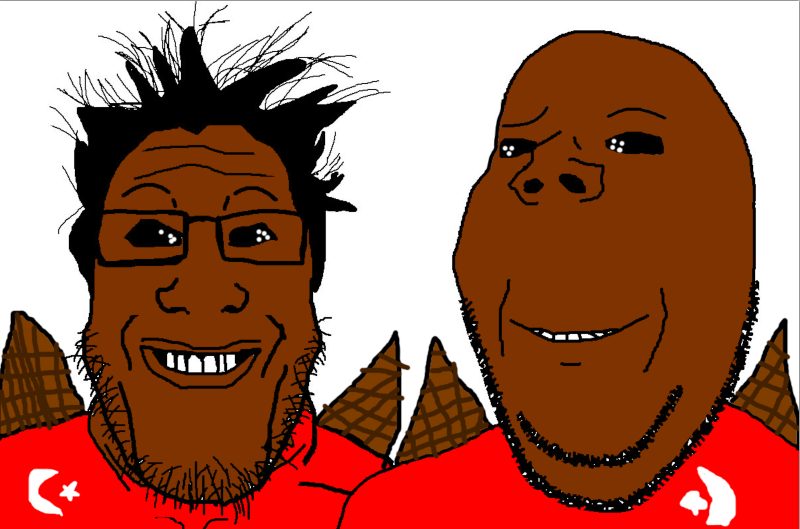 gapejak, markiplier soyjak, grinplier, are you soying what im soying, 2soyjaks, animal, black hair, brown skin, bug, grinning