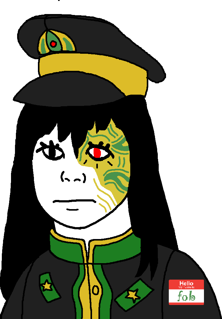 kuzjak, ancapgerontopooner, commiepedotroon, female kuz, femjak, nonexistent namefags, black hair, cap, closed mouth, clothes