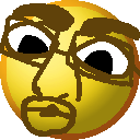 crystaljak, nuurumoji, 1soyjak, bald, eyebrows, glasses, half open mouth, lips, looking down, no beard