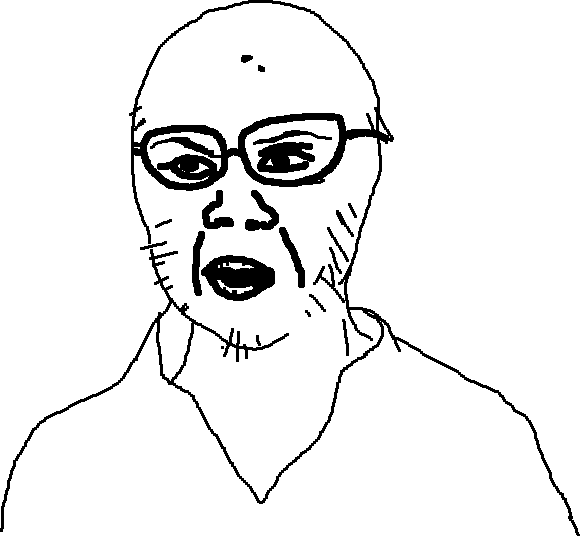 barguuu, 1soyjak, angry, bald, black eyes, glasses, greta thunberg, half body, looking to the left, open eyes