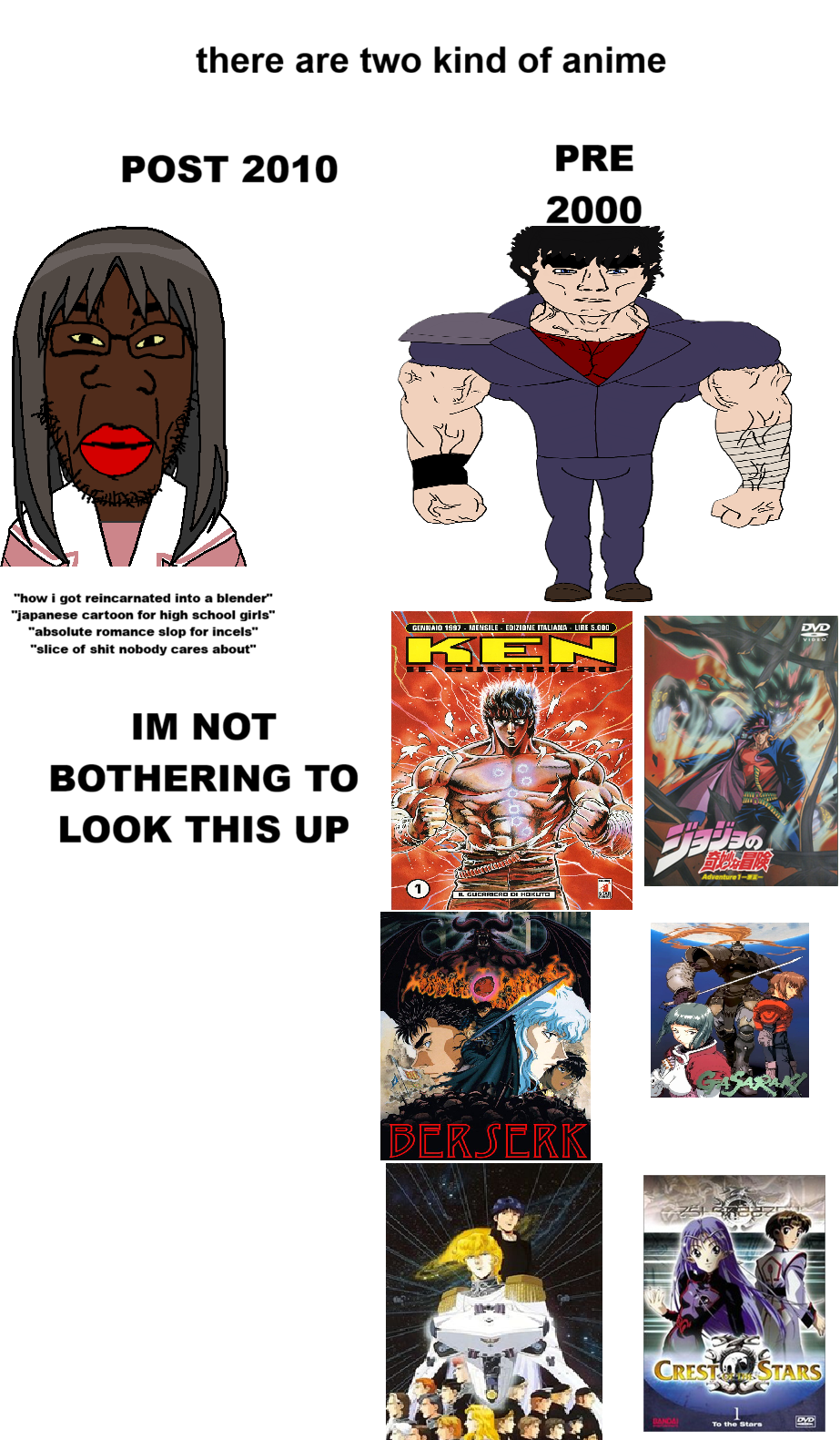guts, kenshiro, chudjak, 2soyjaks, angry, anime, berserk, black eyes, black hair, black skin