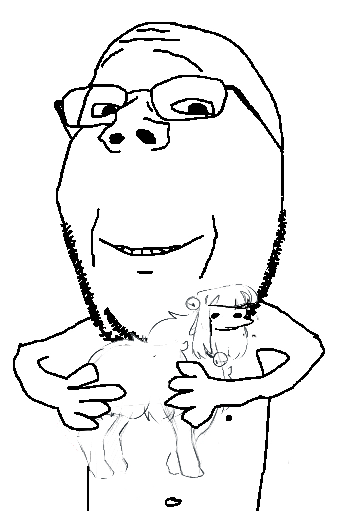 gapejak, wholesome soyjak, 1soyjak, animal, arm, bald, beard, blvb, glasses, half body