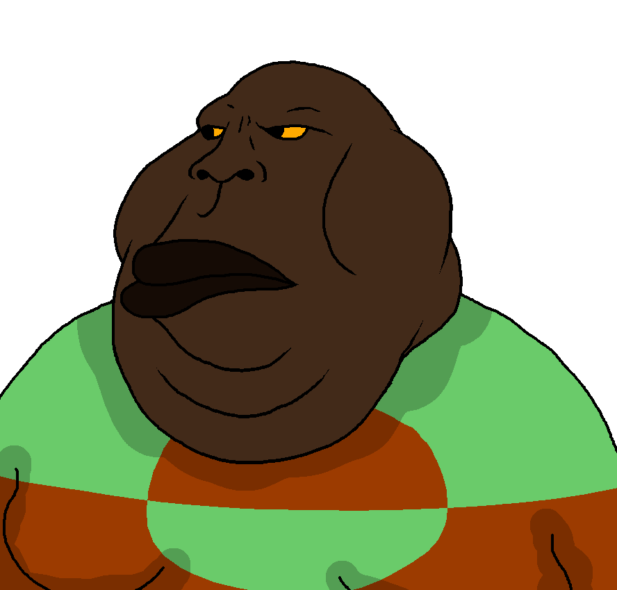 meximutt, bantumutt, 1soyjak, bald, black skin, closed mouth, fat, frown, gooned to soytan again award, greenland