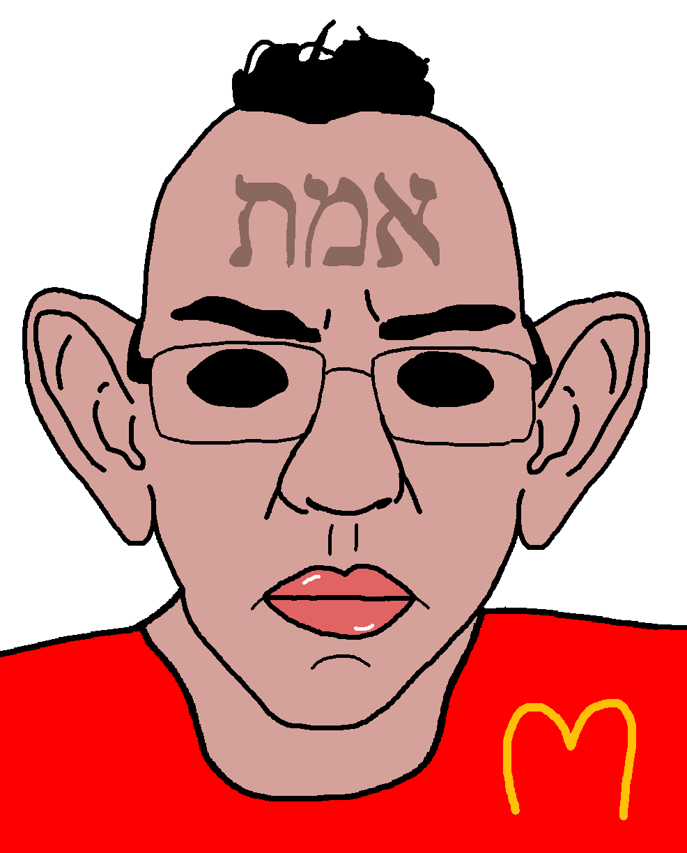 chudjak, muttrick, patrick, amerimutt, 1soyjak, big ears, black eyes, closed mouth, clothes, ear