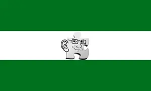 soyak, 1soyjak, closed mouth, flag, flag only, glasses, looking at you, open eyes, puzzle piece, side view