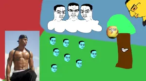 chudjak, chudjak front, apple, chudjak brothers, cloud, drawn background, food, fruit, glasses, hair