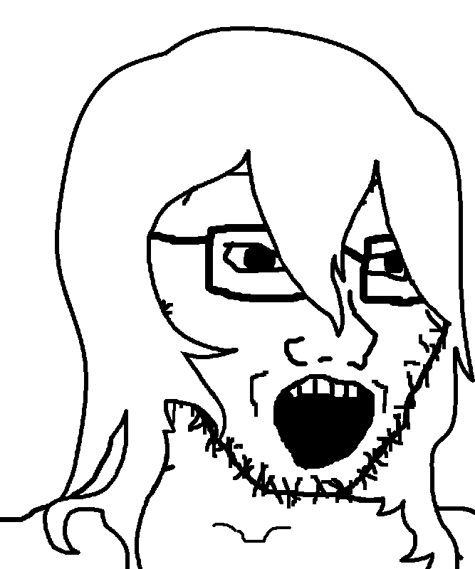 soyak, 1soyjak, glasses, hair, long hair, open eyes, open mouth, portrait, soyjak, stubble