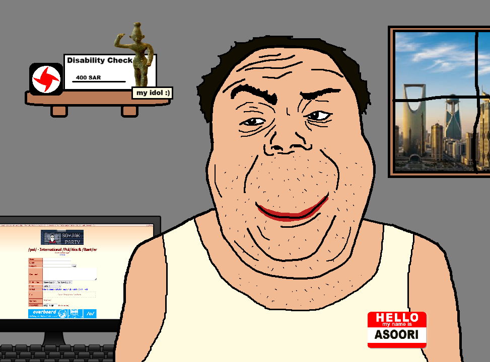 alicia, /pol/ (soyjak.party), 1soyjak, baal, baal worshipper, black eyes, black hair, brown skin, closed mouth, computer