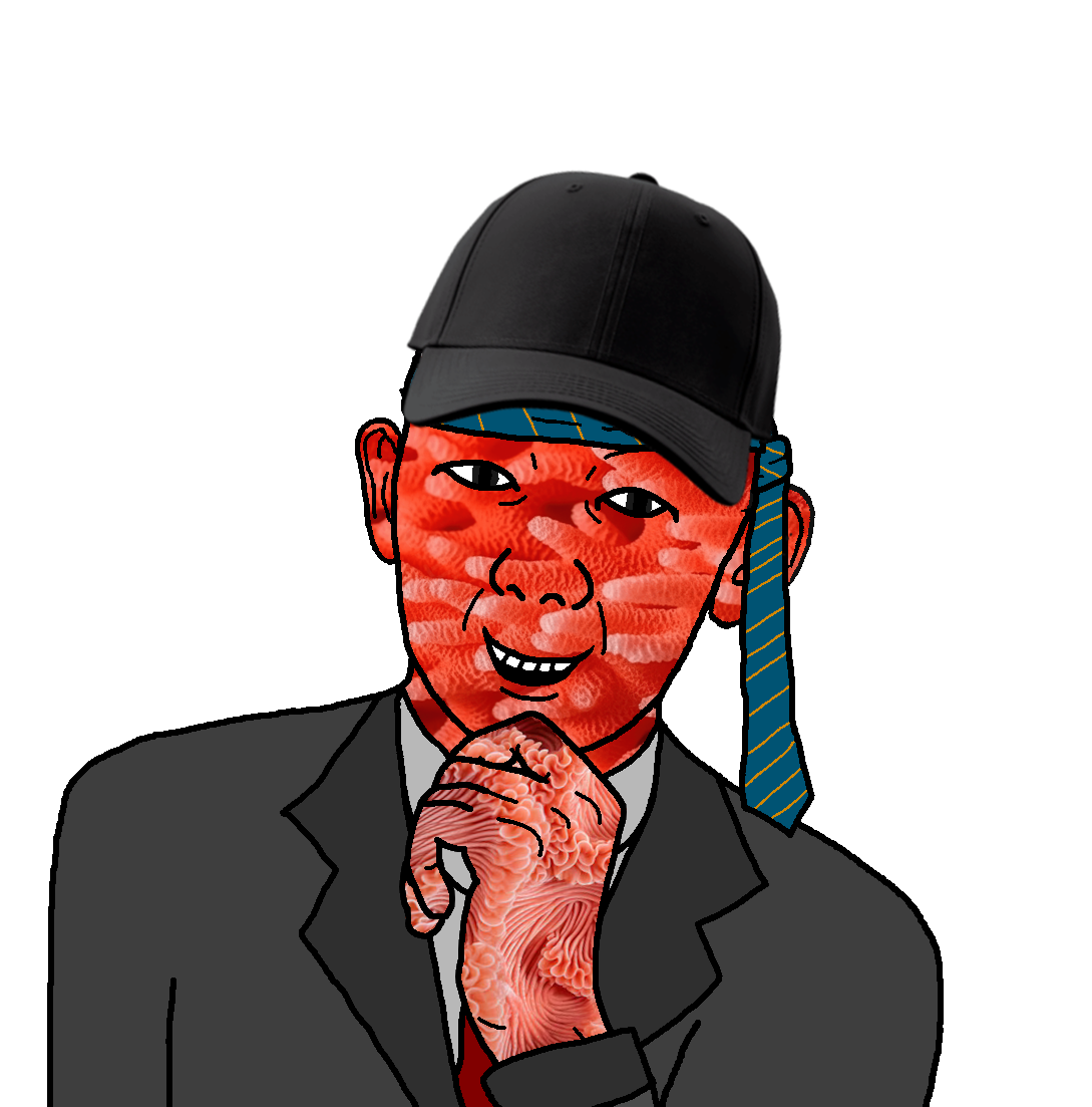 kuzjak, smugkuz, 1soyjak, black eyes, cap, clothes, front view, half open mouth, hat, looking at you