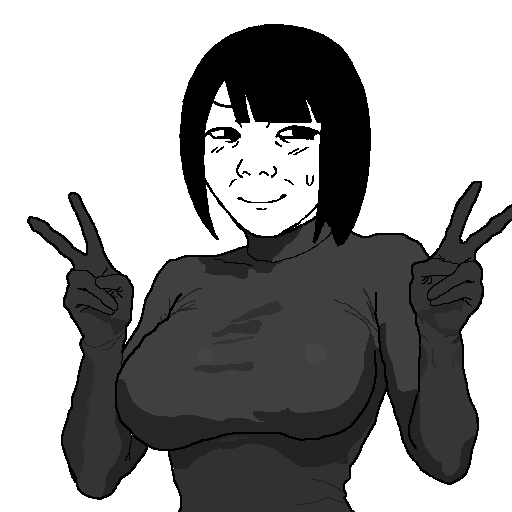 kuzjak, temuchan, femjak, foidjaks, 1soyjak, big breasts, black eyes, black hair, blush, breasts