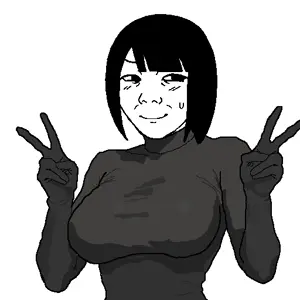 kuzjak, temuchan, femjak, foidjaks, 1soyjak, big breasts, black eyes, black hair, blush, breasts