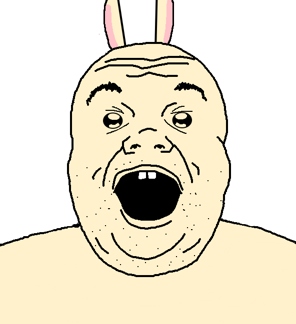 usagi, usagi (chiikawa), alicia, 1soyjak, animal, animal ears, bald, black eyes, bunny, bunny ears