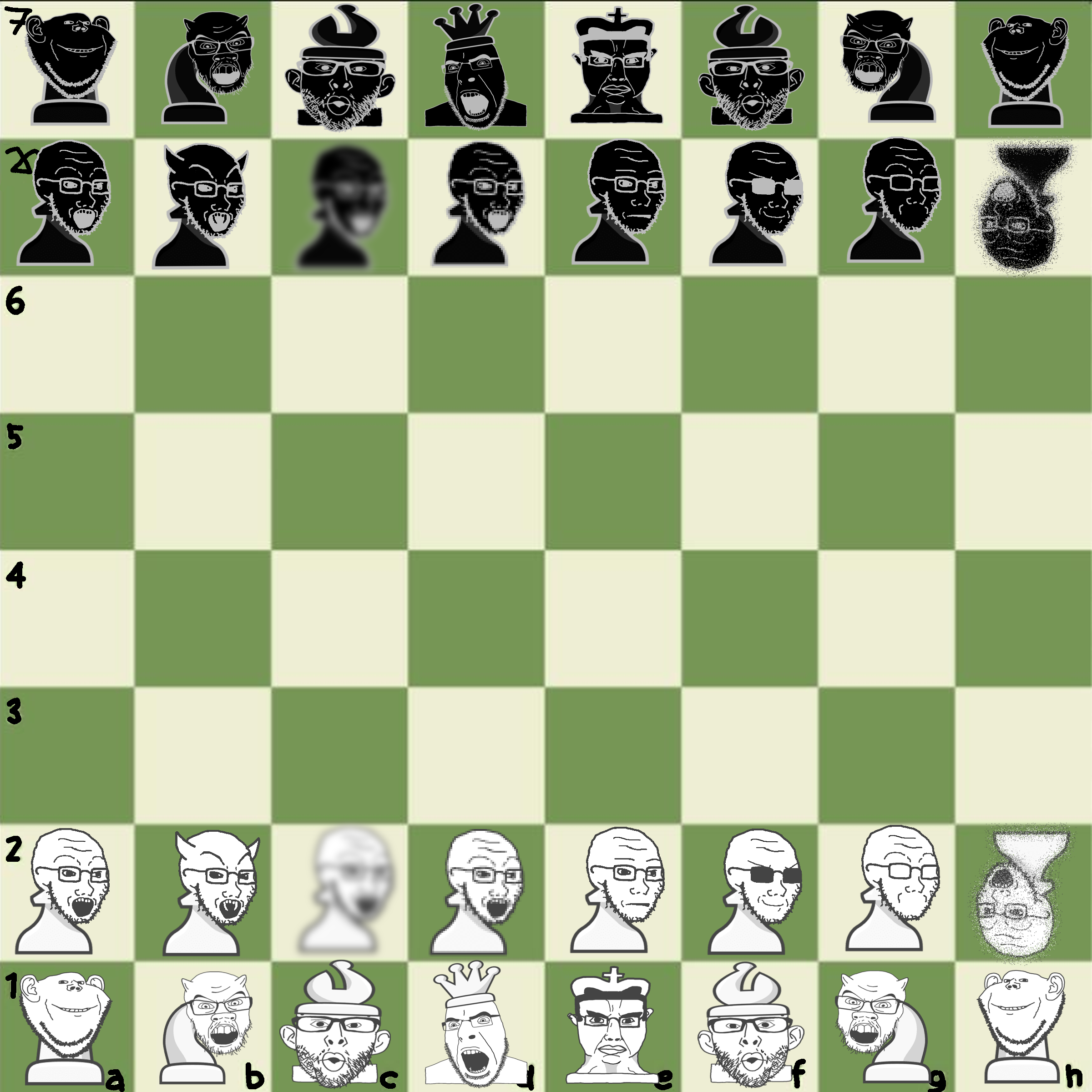 chudjak, cobson, feraljak, impish soyak ears, nojak, soyak, chudjak front, soyak (smug), chessjaks, angry
