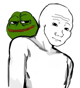 shemmysloota, pepe, wojak, 1soyjak, amphibian, animal, bald, black eyes, closed mouth, front view