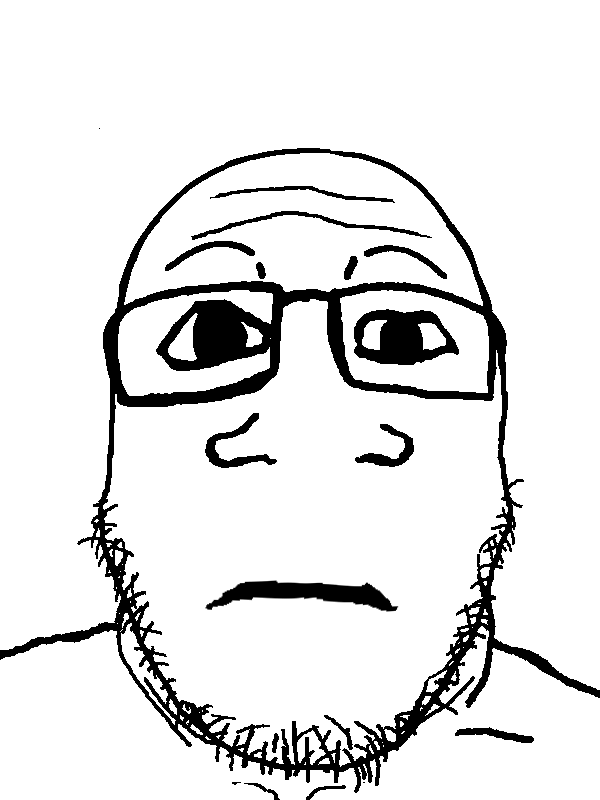 markiplier soyjak, grinlook poggers, neutralplier, kidjaks, 1soyjak, bald, closed mouth, distorted, front view, glasses