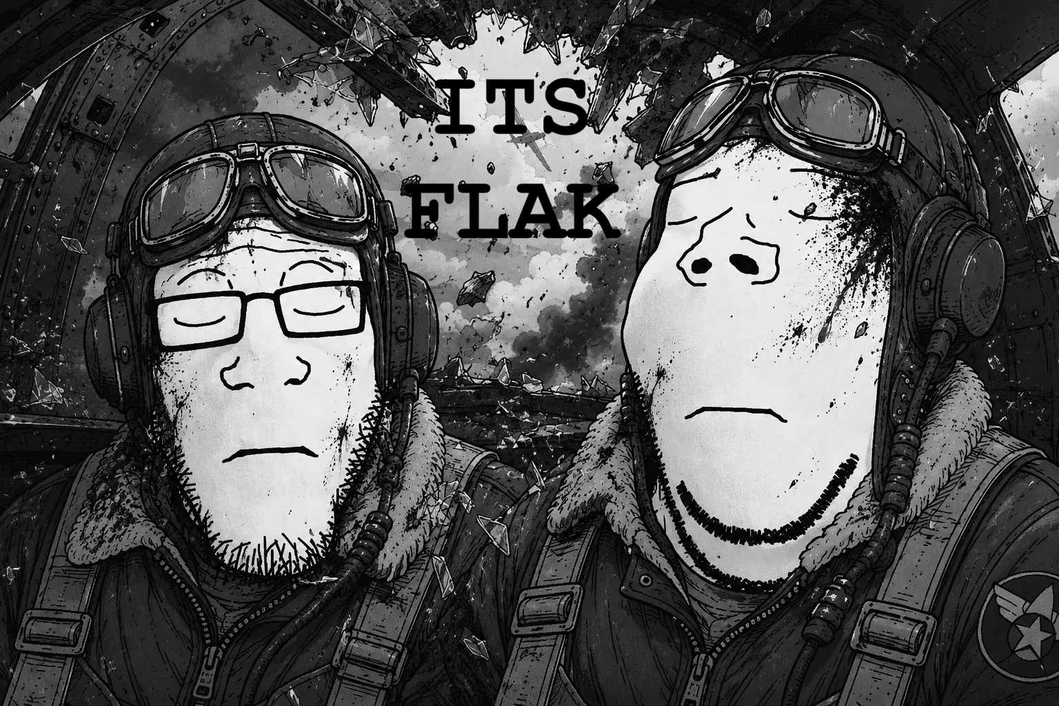 gapejak, 2soyjaks, b19, black eyes, bomber, closed eyes, closed mouth, drawn background, front view, frown