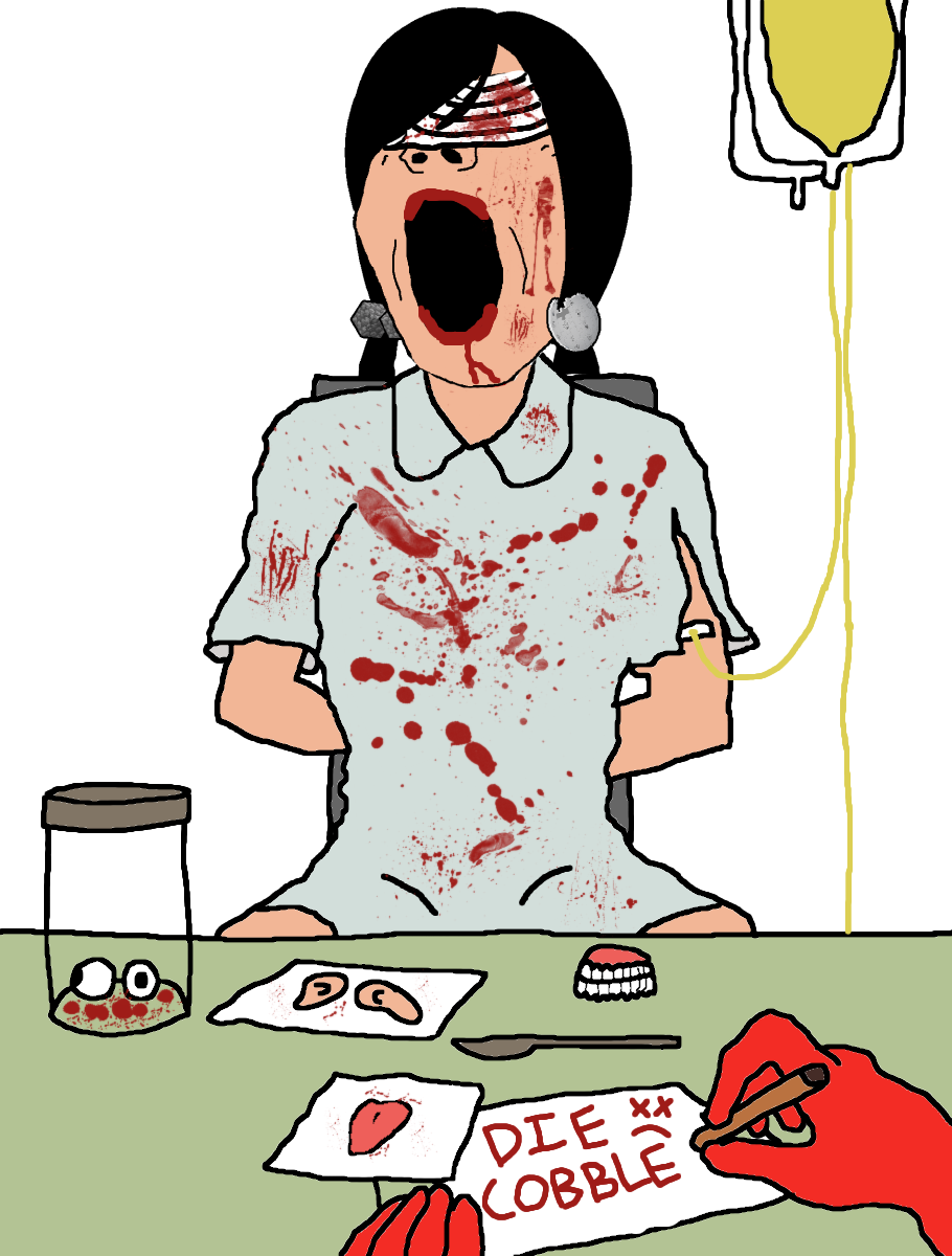 gapejak, female gapejak, femjak, black hair, blood, bound, brootal, brown eyes, brown skin, brutal