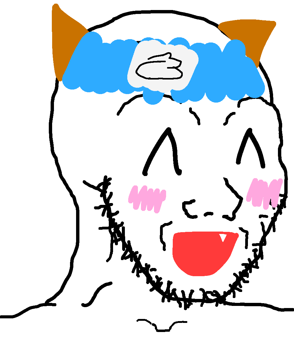 soyak, 1soyjak, animal ears, bald, blush, closed eyes, happy, headband, kawaii, low effort