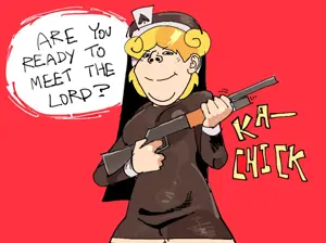 gapejak, female gapejak, gapealien, gapealien female, femjak, blonde hair, breasts, christianity, closed mouth, dialogue