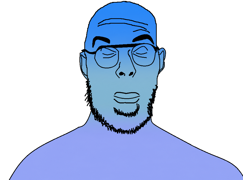 facejak, calm, /calm/, 1soyjak, bald, black hair, blue skin, calm, closed eyes, closed mouth