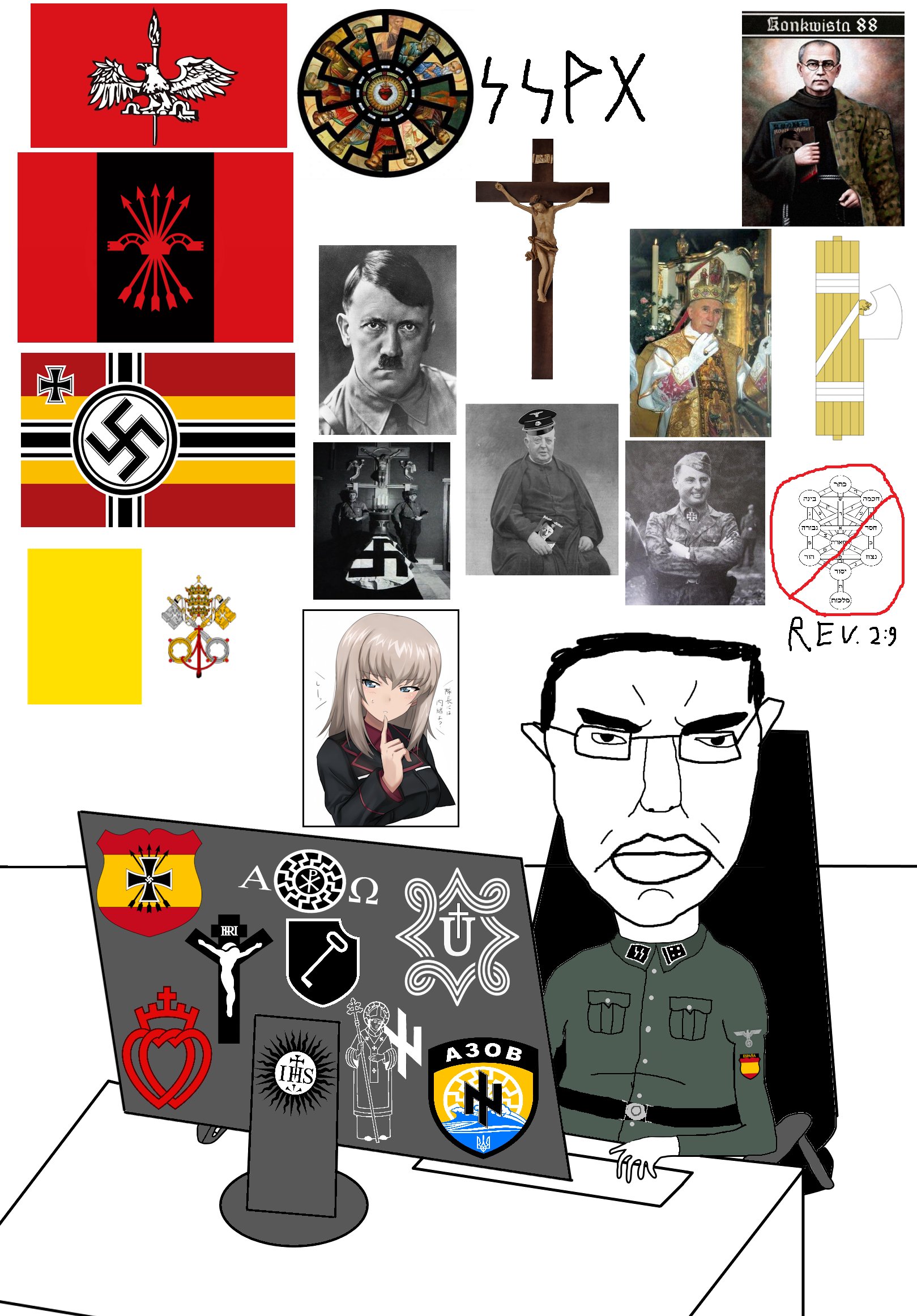 chudjak, pol face, you don't understand, 1soyjak, adolf hitler, angry, anime, arm, black eyes, black hair